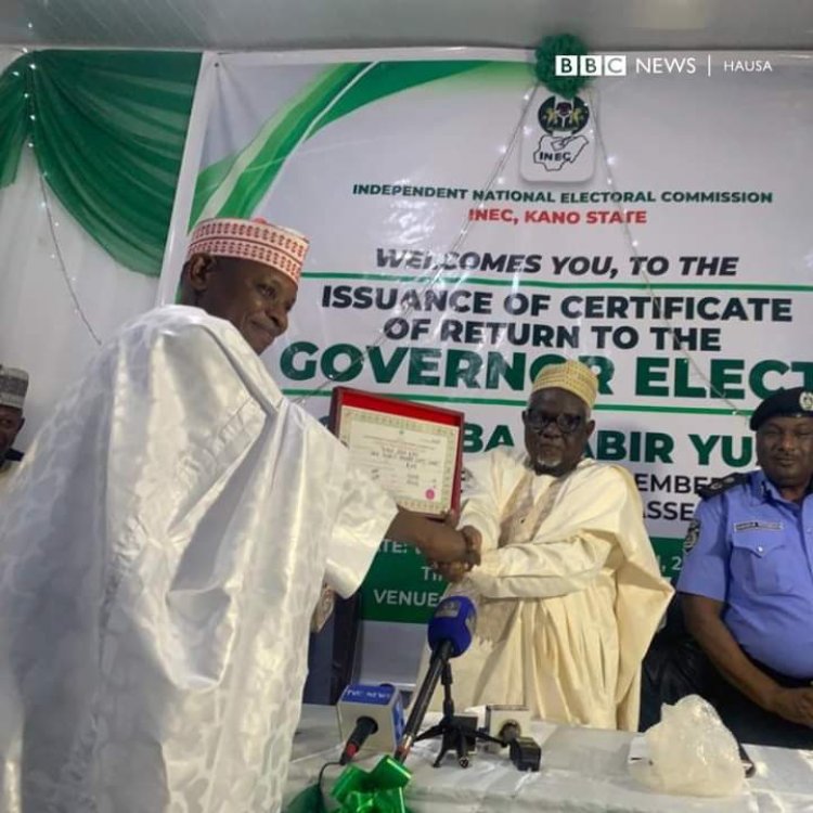 Abba Kabir Yusuf ya karɓi shaidar zaɓen sa a matsayin gwamnan Kano