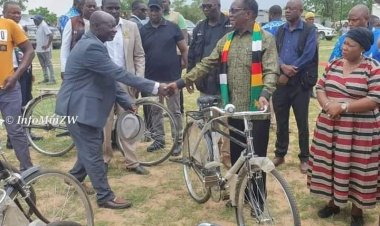 Zimbabwe President Donates 54 Bicycles To Village Heads As Christmas Gift
